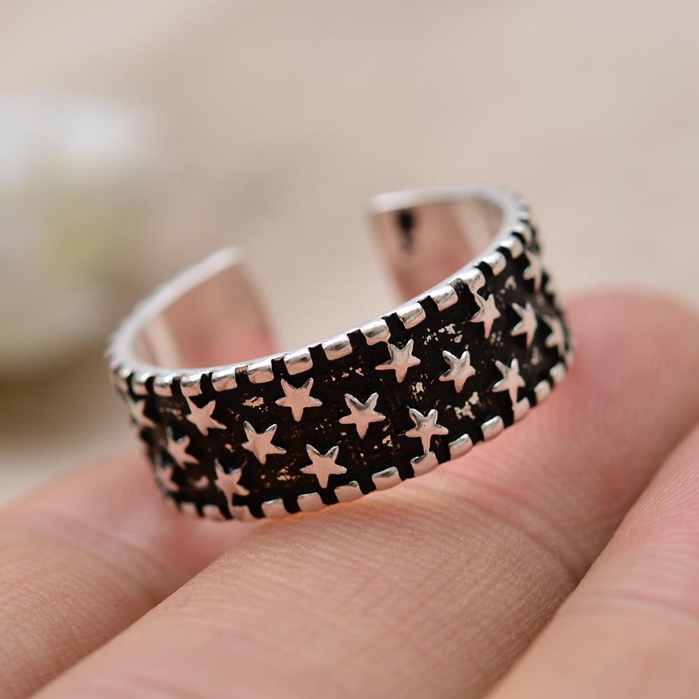 New Arrival Retro Full Star Thai Silver Female Rings Wholesale  For Women Birthday Gift Never Fade