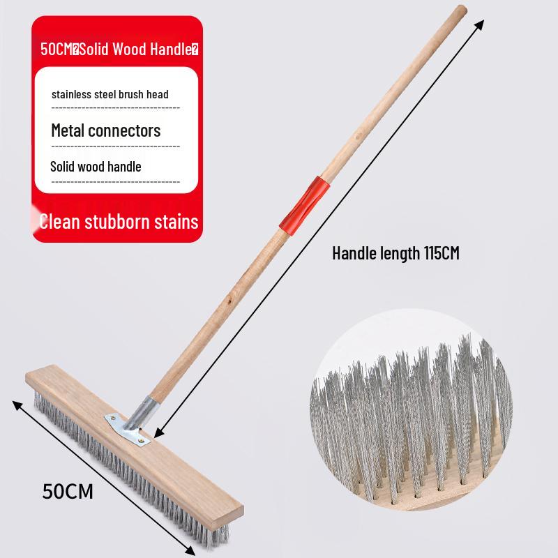 Long-Handled Stainless Steel Wire Brush for Household Floor and Toilet Cleaning