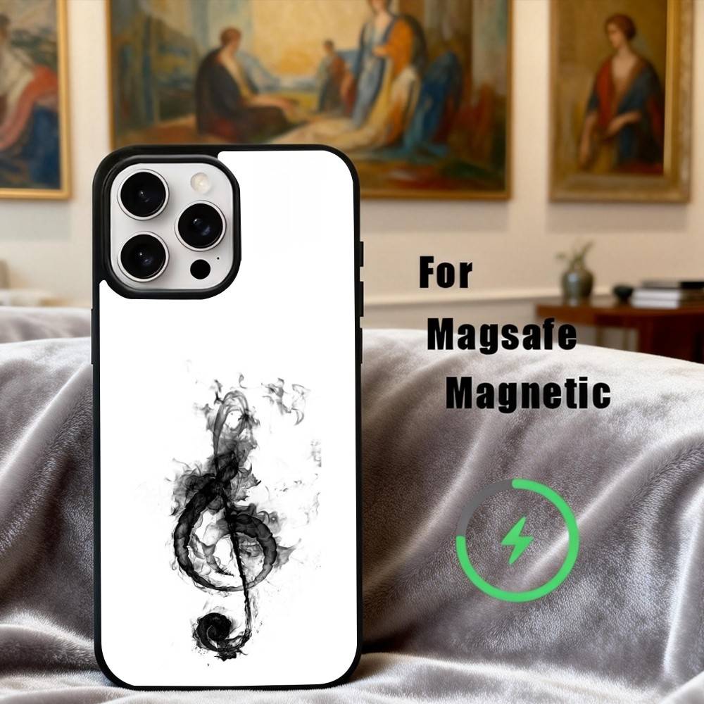 M-Music Art T-Treble Clef Phone Case For iPhone17,16,15,14,13,12,11 Plus,Pro Max Magnetic For Magsafe Wireless Charging