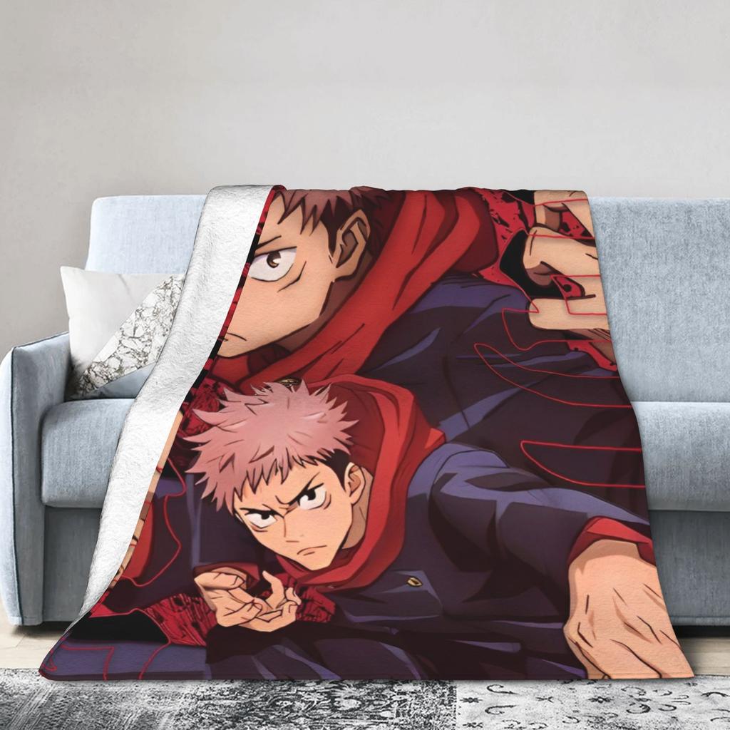 Itadori Yuji Blanket Cover Velvet Anime Jujutsu Kaisen Ultra-Soft Throw Blankets for Bed Bedroom Quilt