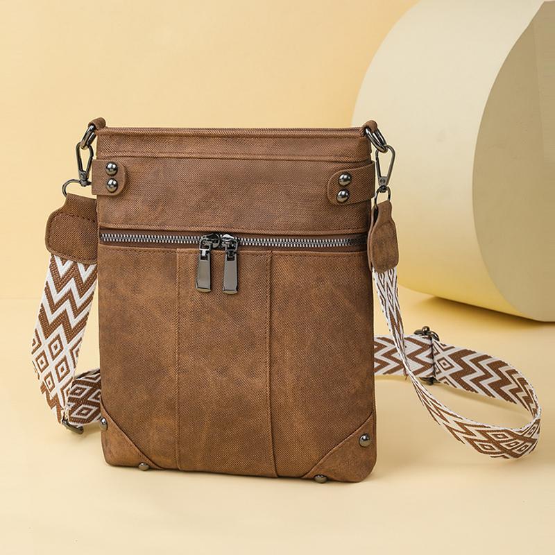 Dámská taška z měkké kůže Vintage taška přes rameno Vícekapsá velkokapacitní crossbody taška