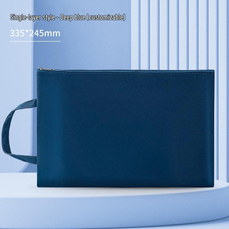 A4 Double-Layer Waterproof Document Bag - Oxford Cloth, Large Capacity, Zippered for Students