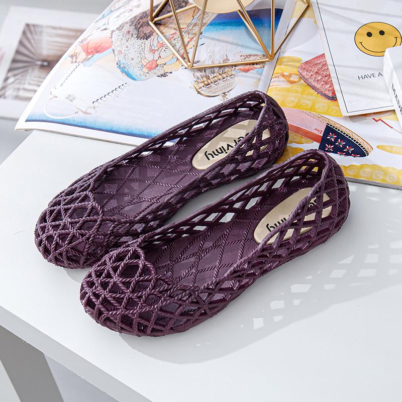 Women's Fashionable Summer Jelly Sandals, Soft Sole, Versatile Closed Toe, Hollow Out Design, Flat Sole, Outdoor Wear, 2022 Style