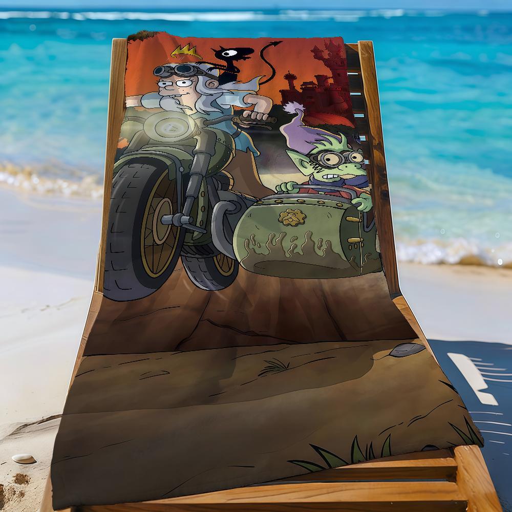 

Cartoon D-Disenchantment-S Towel Sports Quick Dry Travel Camping Gear Sandproof Soft Light Large Beach Towel W30*H60(CM)