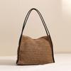 IELGY French Large-Capacity Straw Bag Solid Color Woven Bag