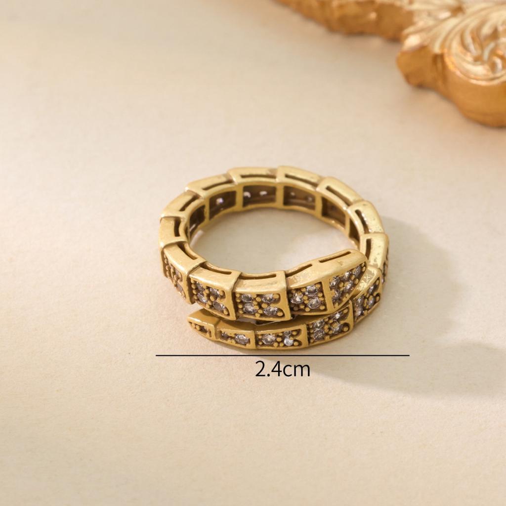 Real Gold Electroplated Zircon Ring With Feminine Temperament High-end Feel Adjustable Opening Super Sparkling Simple Trendy Instagram Style