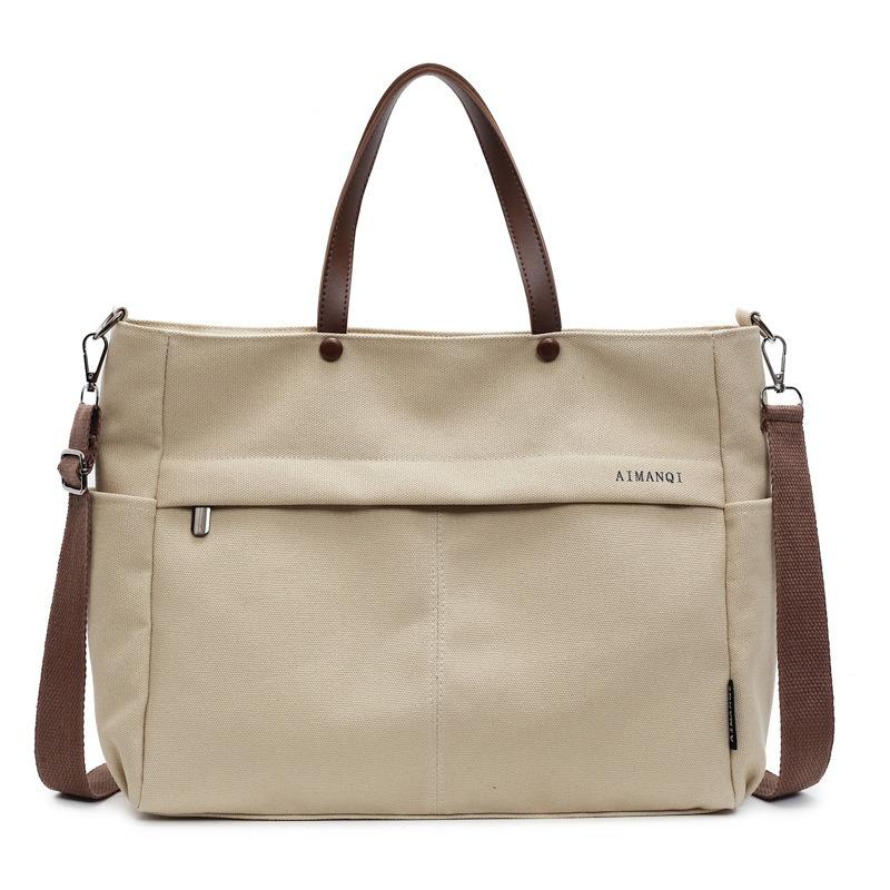 New Canvas Shoulder Bag Simple Fashion Tote Bag Women Oblique Span Large Capacity Portable Popular Shoulder Bag