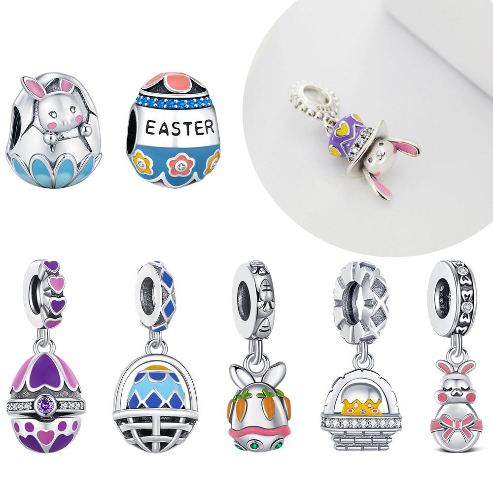 Copper Easter Egg Bead Fit 3Mm Bracelet Diy Fashion Elegant Jewelry Fine Charm Love Cute Easter Gift Fine
