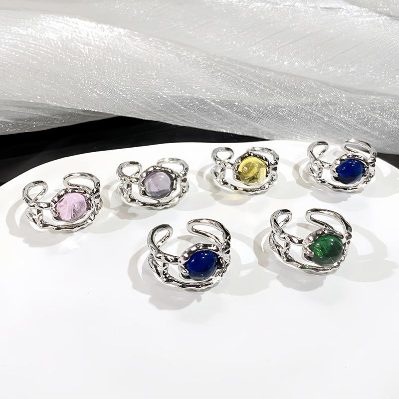 Vintage Moonstone Open Ring, Women'S Light Luxury Niche Design Sense, Advanced Sense Ring, Cold Wind Index Finger Ring