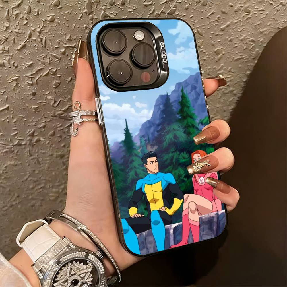 Cartoon I-Invincible  Phone Case For iPhone 17,16,15,14,13,12,11 Plus,Pro Max,XS,Colored Silver Plated Inside Cover