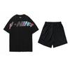 Li-Ning Summer Mens Short Sleeve Shorts Versatile Fashion Trendy Skin-Friendly Breathable Casual Sports Suit Men suit Black AHSU997-2+AKSW611-1