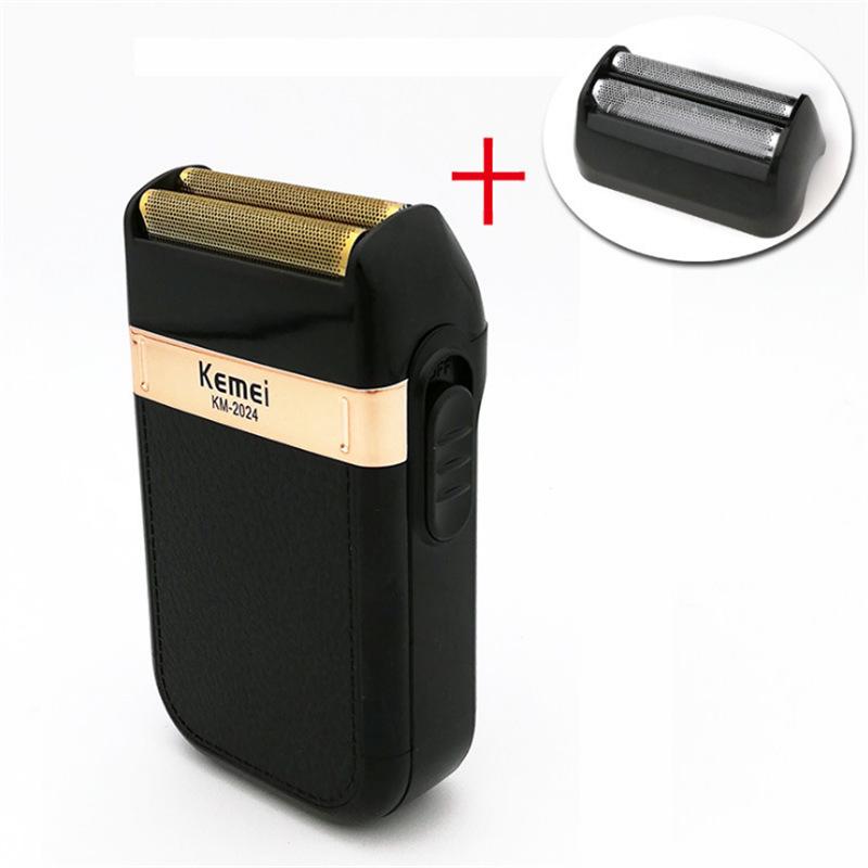 KEMEI KM-2024 USB Rechargeable Double-Mesh Shaver: Gold/Silver, Washable.