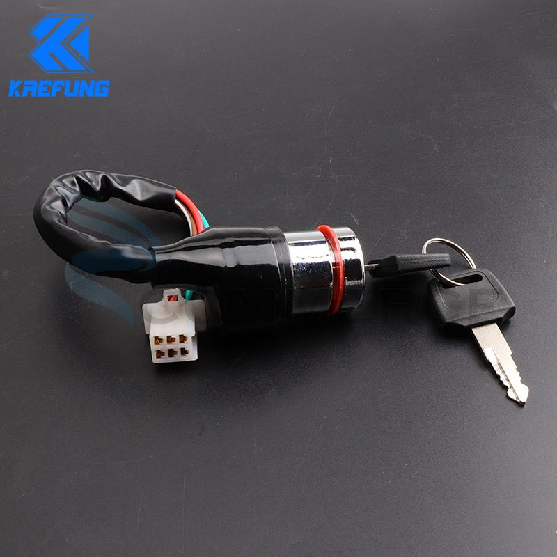 Motorcycle Ignition Switch with Keys 3 Position 6 Wire On/Off For Harley Bobber Scooter Chopper Kawasaki Suzuki GN 125