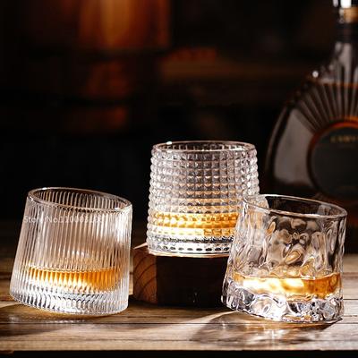 2PC Irregular Whiskey Wine Glass Rotating High Belly Beer Whiskey Brandy Cocktail Drinking Wine Cup Tumbler Down Bar Glass
