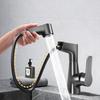 Dual-function Pull-down Bathroom Sink Faucet: Adjustable Height,, Anti-leak Brass Core, 360° Rotation, Black/Silver/White