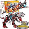 LEGO-Compatible Dinosaur Knight Mecha Building Set: Purple Flame Mechanical Dinosaur Toy