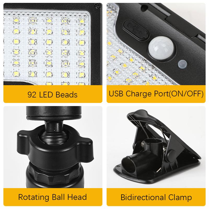 Solar Motion Sensor Outdoor Light, 360° Rotatable 4 Lighting Modes, Weatherproof, Multiple Mounting Lighting,for Outdoor Securit