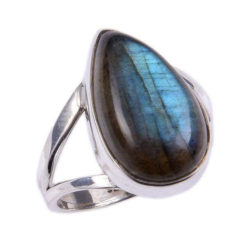 Natural Labradorite Gemstone Handmade 925 Solid Sterling Silver Ring Size 6 E9P19