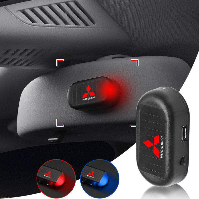 1Pc Car Wireless Warning LED Flashing Anti Theft Caution Lamp Accessories Emblem For Mitsubishi lancer asx outlander pajero l200