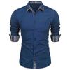 Men Plaid Color Block Long Sleeve Casual Business Fashion Daily Shirt