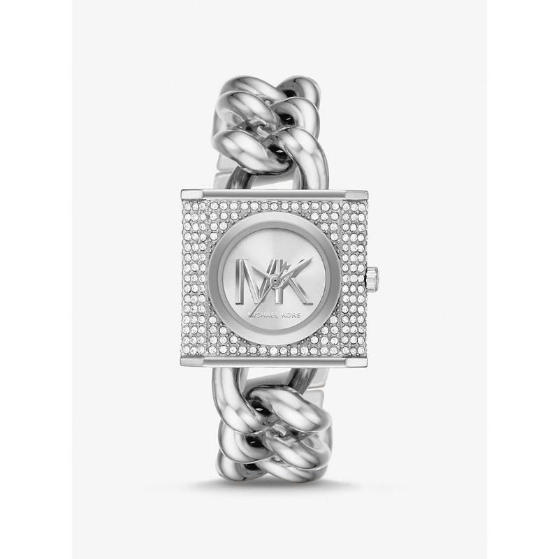 

Мини-часы Michael Kors Lock с паве на серебристой цепочке MK4718 серебряный