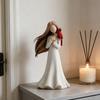 Figure Statue Girl Red Bird Decorative Figurine Smooth Texture Healing Aesthetic Design Home Desktop Ornament