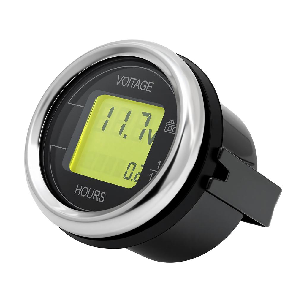 2'' 52MM 2 In 1 Car Voltage + Hour Display Gauge LED Digital Meter Waterproof Voltmeter Round Voltage Meter Volt Detector 12V24V