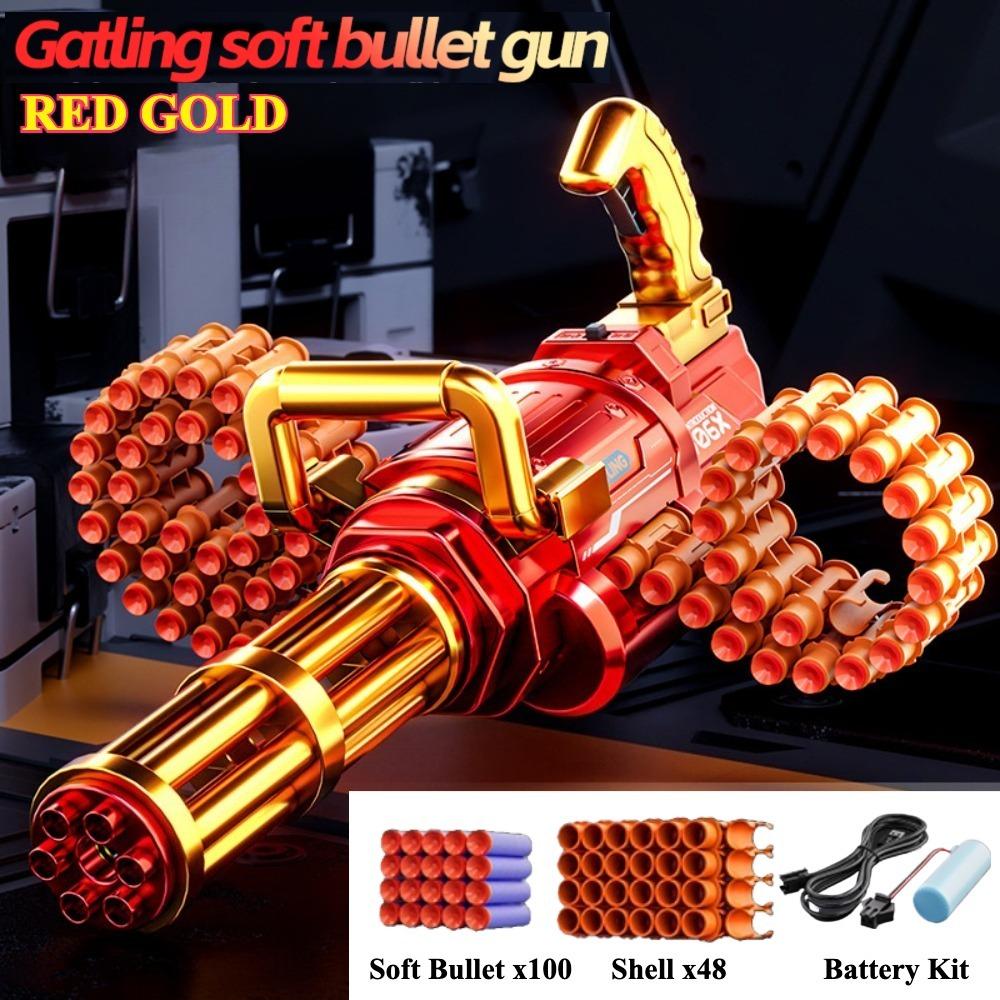 Zintegrowana z ręką i ciałem obrotowa zabawka pistolet Gatling rzucająca pociski miękkie, łańcuchowa, pistolet do gry strzelankowej, model pistoletu na prezent dla dzieci