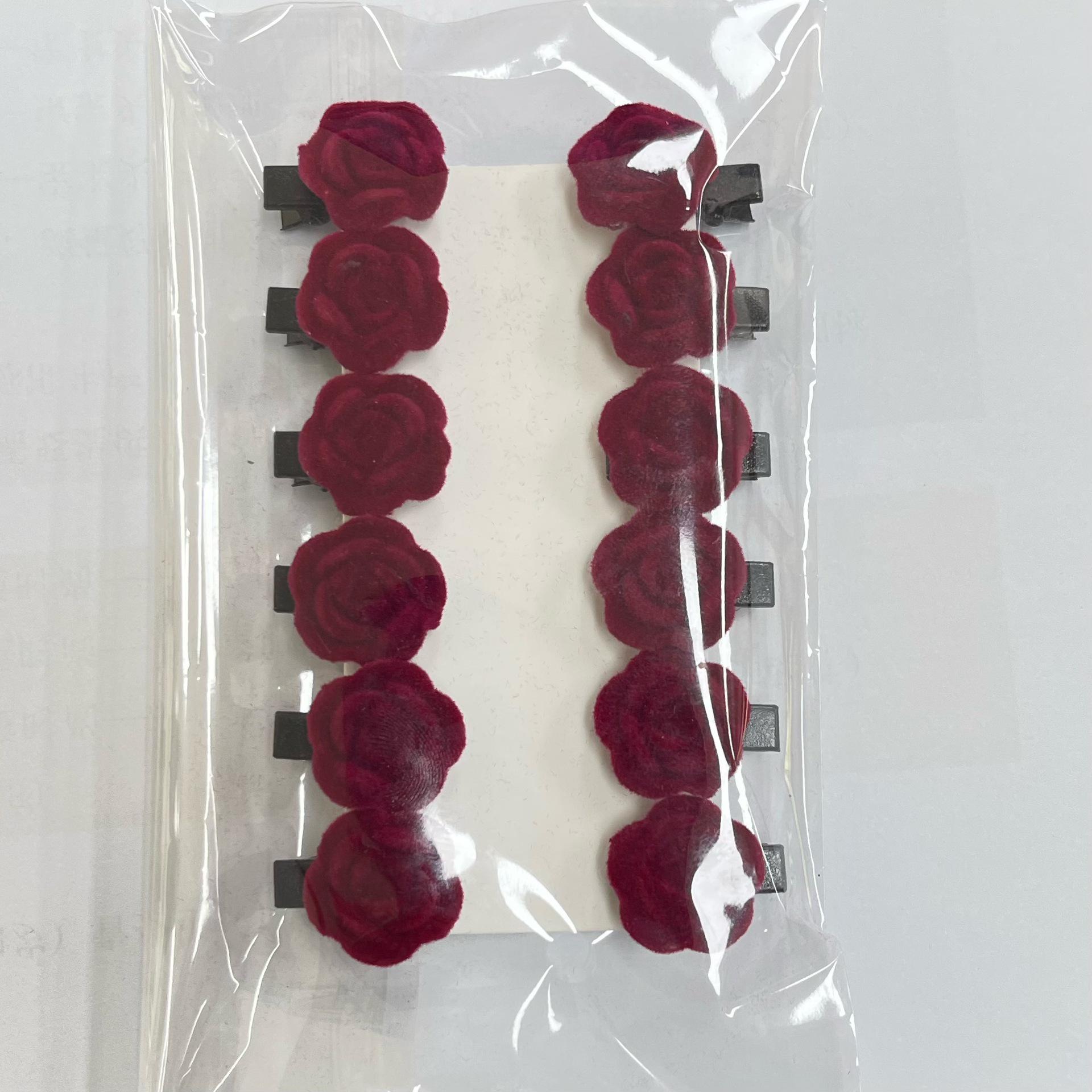 

Красная бархатная роза заколка для волос: Осенний цветок камелии, ретро флокированная заколка-уточка. Standard Size