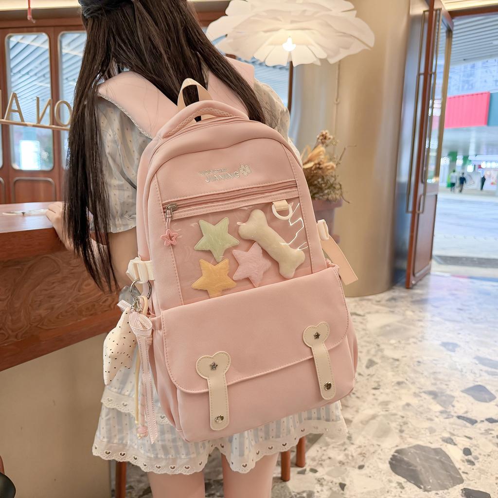 Schoolbagins Simple and Versatile Class Backpack Female, High School Student, Junior High School Student School Bag Large Capacity Lightweight Burden