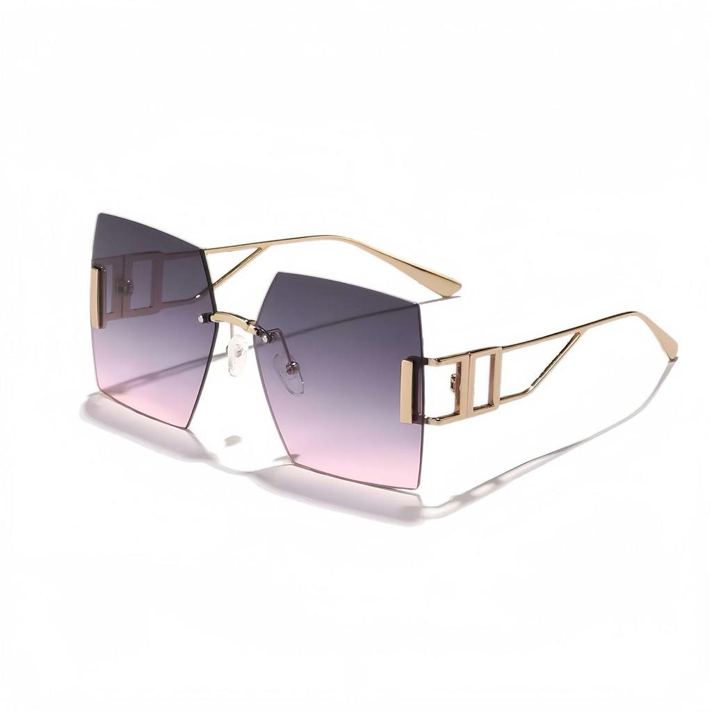 2025 Women’s Slimming Frameless Metal Sunglasses: European & American Anti-UV Large Face Fashion