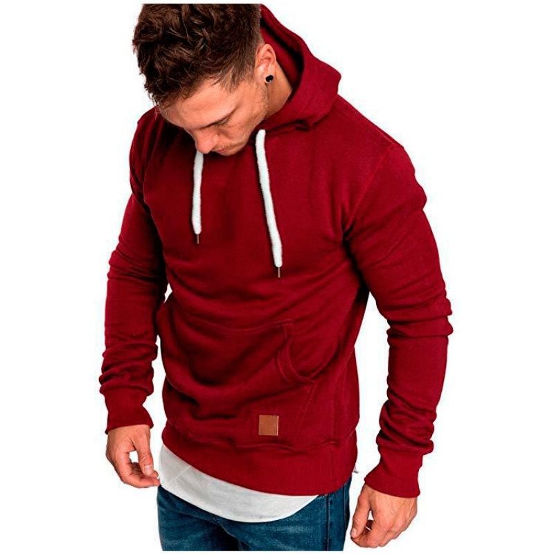 Men's Autumn and Winter Fashion Men's Sweatshirt Solid Color Pullover Casual Hoodie Drawstring Pocket Top