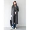 Trench da Donna Grigio Extra Lungo Stile Completo - Cappotto Retro Britannico Autunno/Inverno