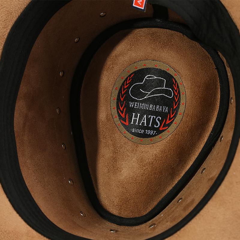 Fashionable Wide Brim Adjustable Western Style Jazz Hat Cowboy Hat With Metal Bull Head Decorated