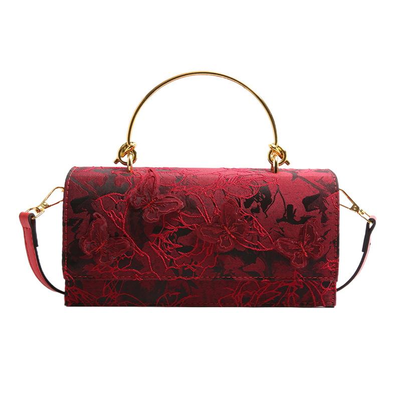 Bags Bags 2025 New Forest Sweet Girl Fashion Lace Butterfly Foreign Shoulder Chain Small Square Bag Tide