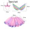 3pca/set Halloween Costume Set with Unicorn Horn Hairband and Angel Wings Polyester Tulle Party Performance Outfit for COS Play