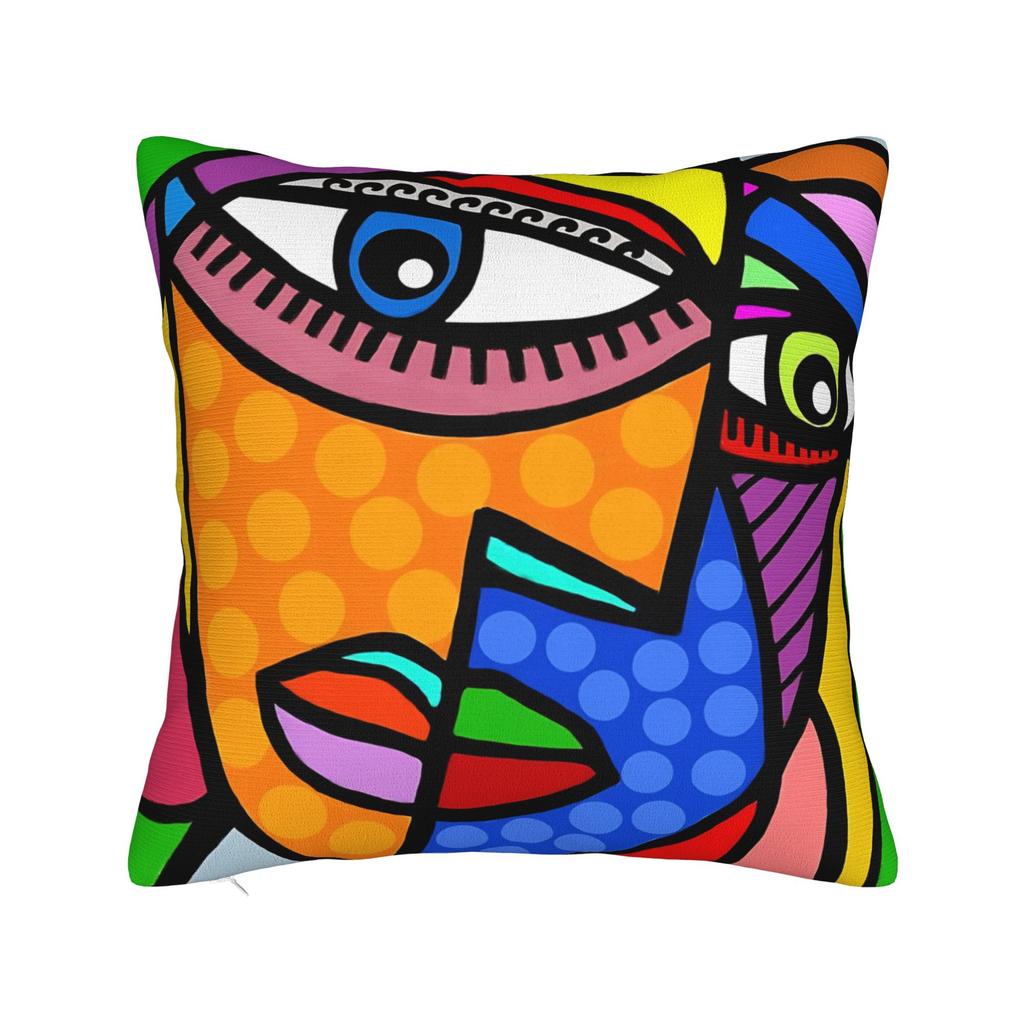 Picasso Funky Abstract Mona Lisa Woman Art Face Throw Pillow Cover Polyester Throw Pillow Cushion Covers