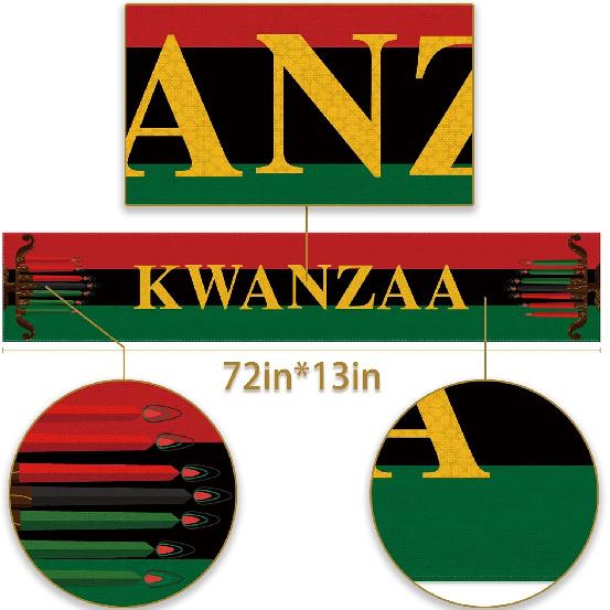 Kwanzaa Table Runner Kinara n n Table Decor n Heritage Holiday Kitchen Dining Room Home Decoration (13" x 72")