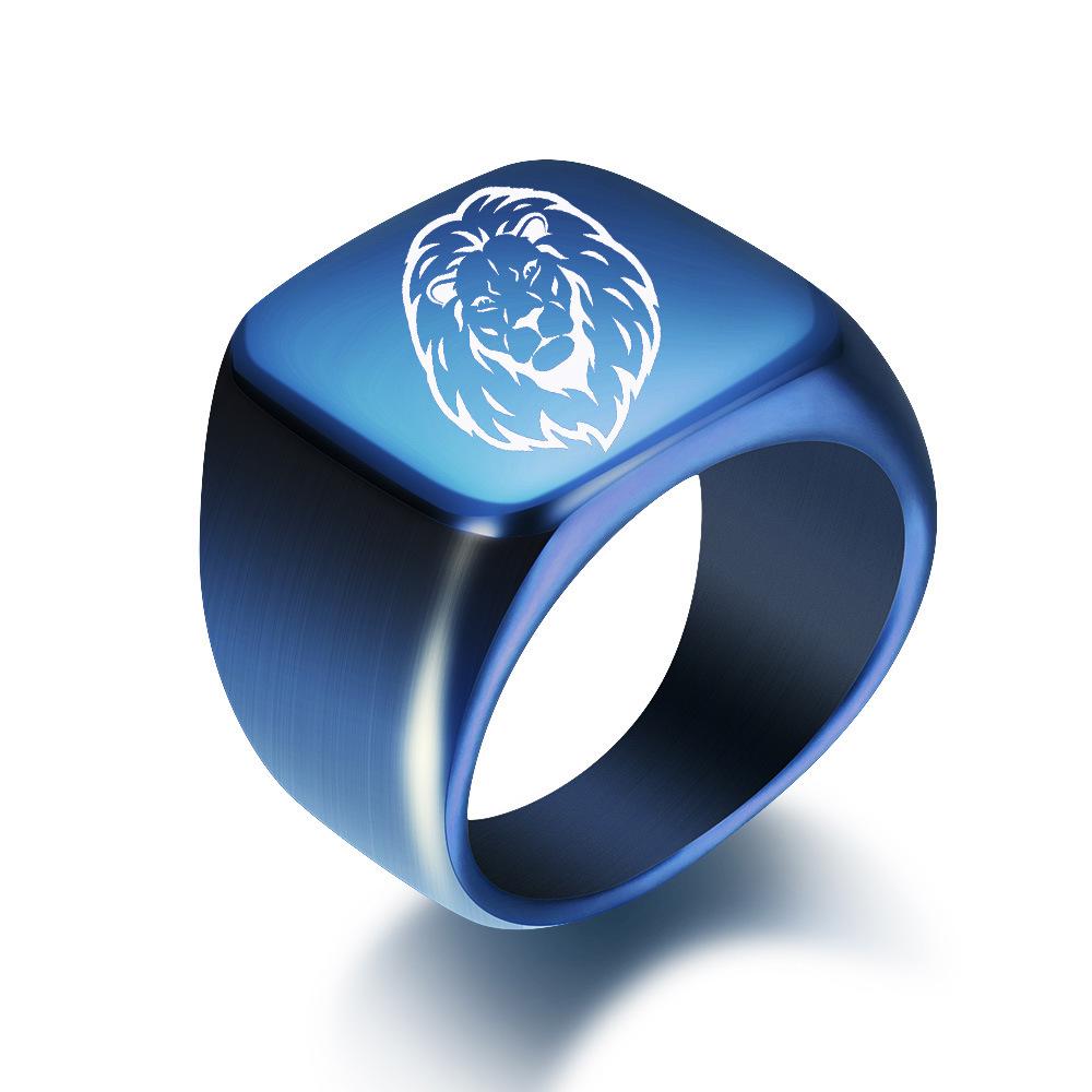 Lion Head Stainless Steel Ring: European & American Fashion, 18MM, Customizable Laser Engraving