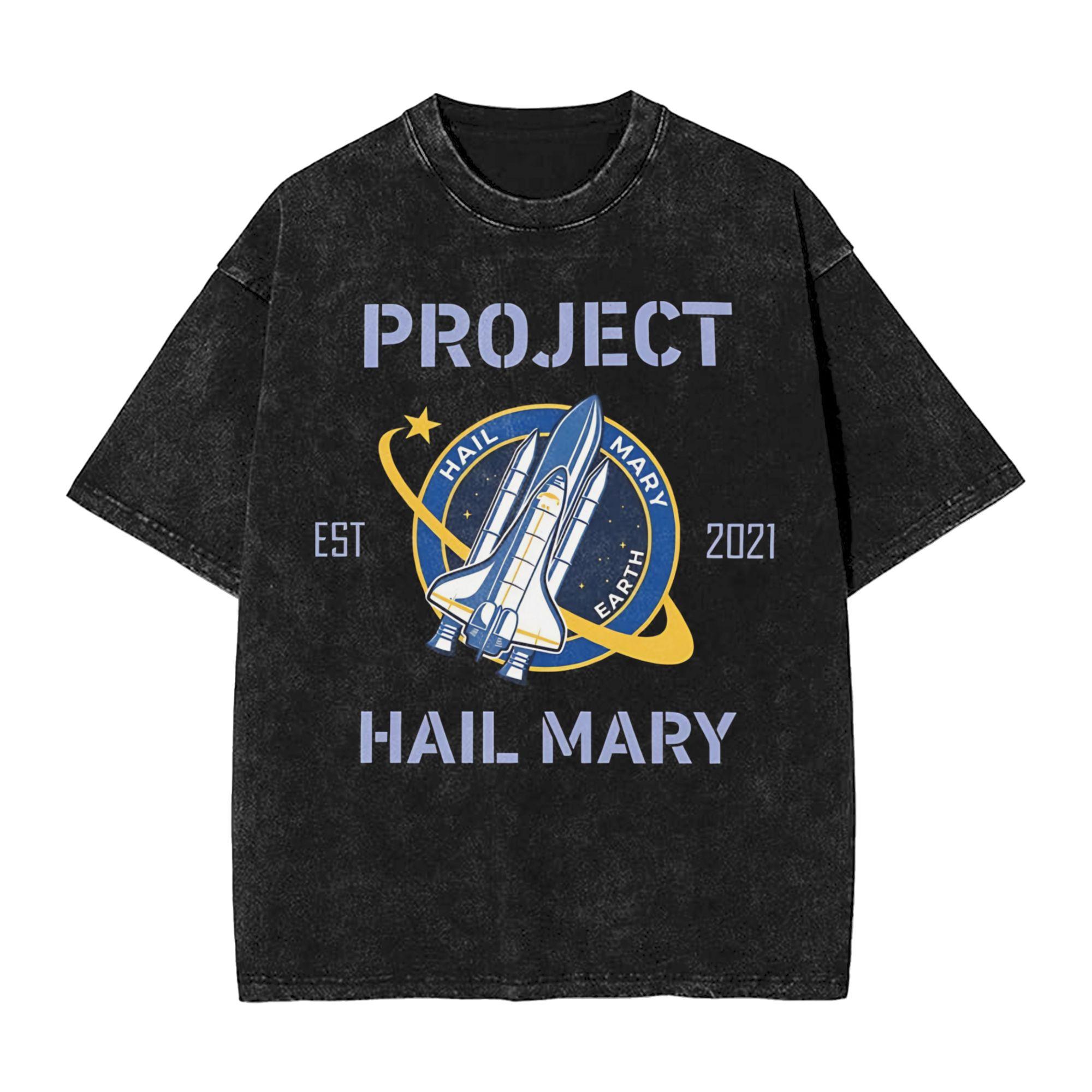 

Project Hail Mary Washed T Shirt Unisex Women YK Fun Casual TShirts Beach Crew Neck Harajuku Tees Printed Plus Size Tops M