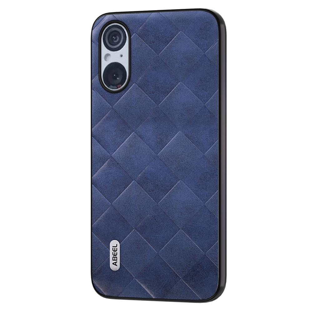 

ABEEL For Sony Xperia 5 V Anti-scratch Phone Case Grid Texture PU Leather Coated PC+TPU Cover Blue