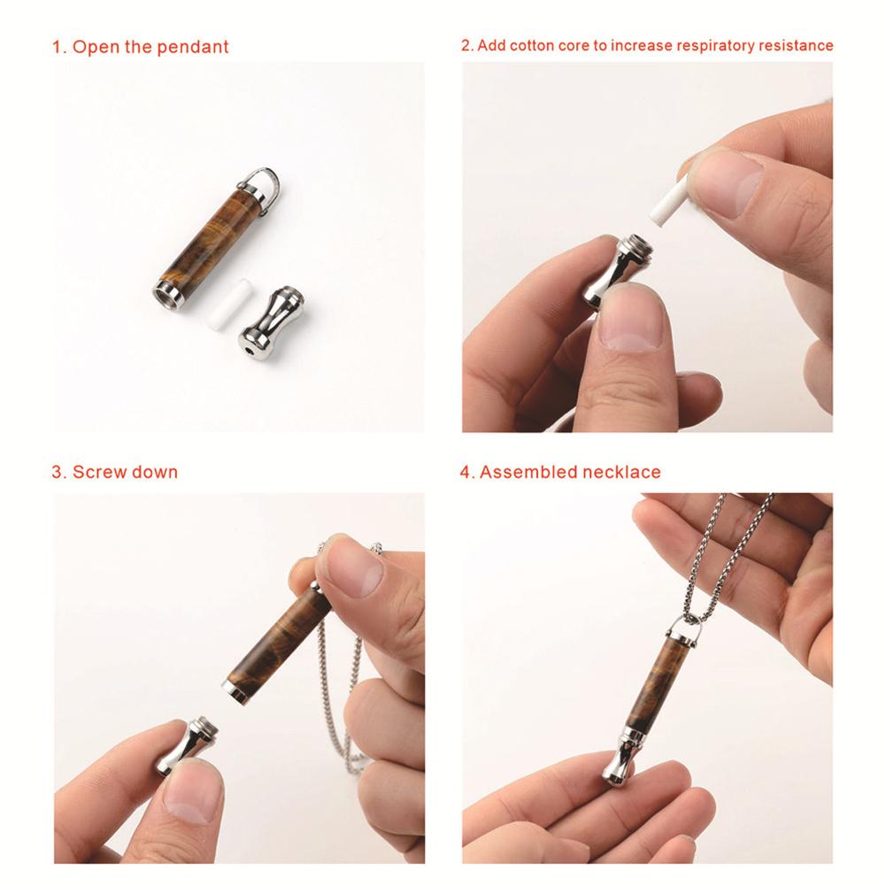Anxiety Breathing Necklace for Adults Stainless steel Stress Relief Meditation Necklaces Yoga Ritual Female Jewelry