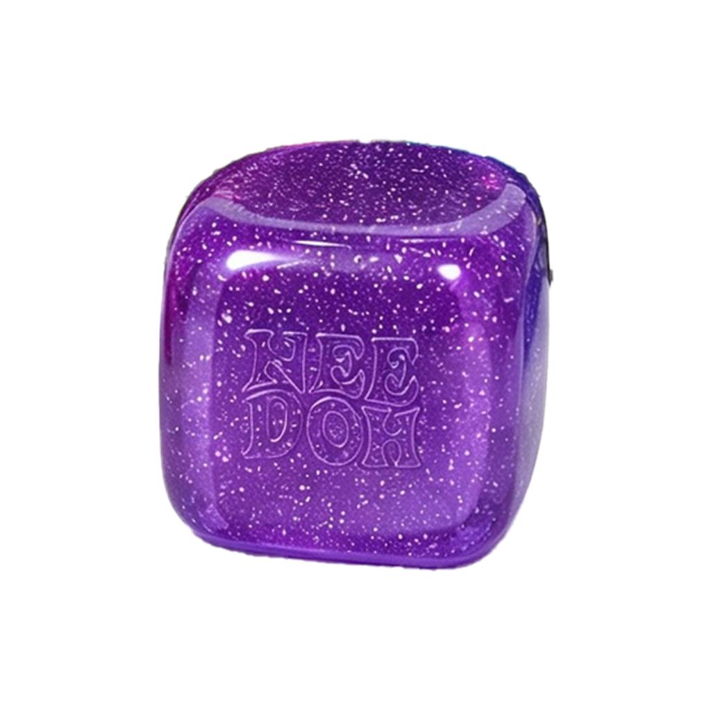 NeeDoh Nice Cube Glitter Squishy Toy, Super Solid Sparkly Sensory Fidget Cube for Stress Relief, Anti-Anxiety Soft Squeeze Toy for Kids & Adults
