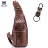 Retro Men's Genuine Leather Shoulder Crossbody Bag with A Layered Cowhide Front Cover