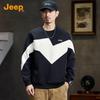 JEEP Men's 2025 Autumn/Winter Trendy Spliced Round Neck Pullover Sweatshirt