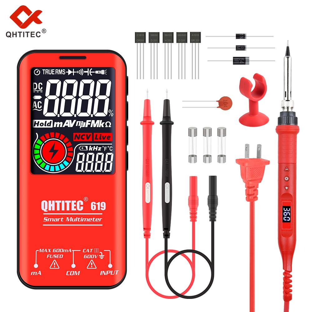 619 Digital Multimeter Soldering Iron Kit Ac Dc Ammeter Voltmeter Ohm Tester Ncv Lcd Color Display Multimetro Usb Charg