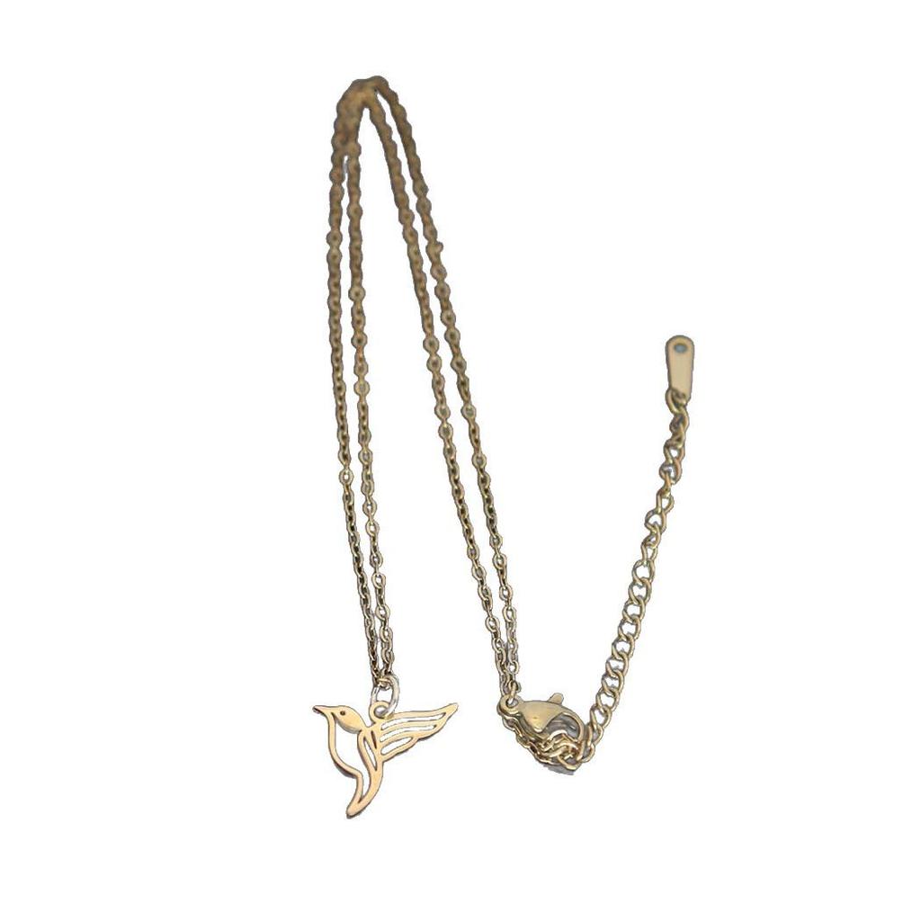 Chic Stainless Steel Hummingbird Pendant Necklace - Stylish, Simple, Versatile Chain for Women