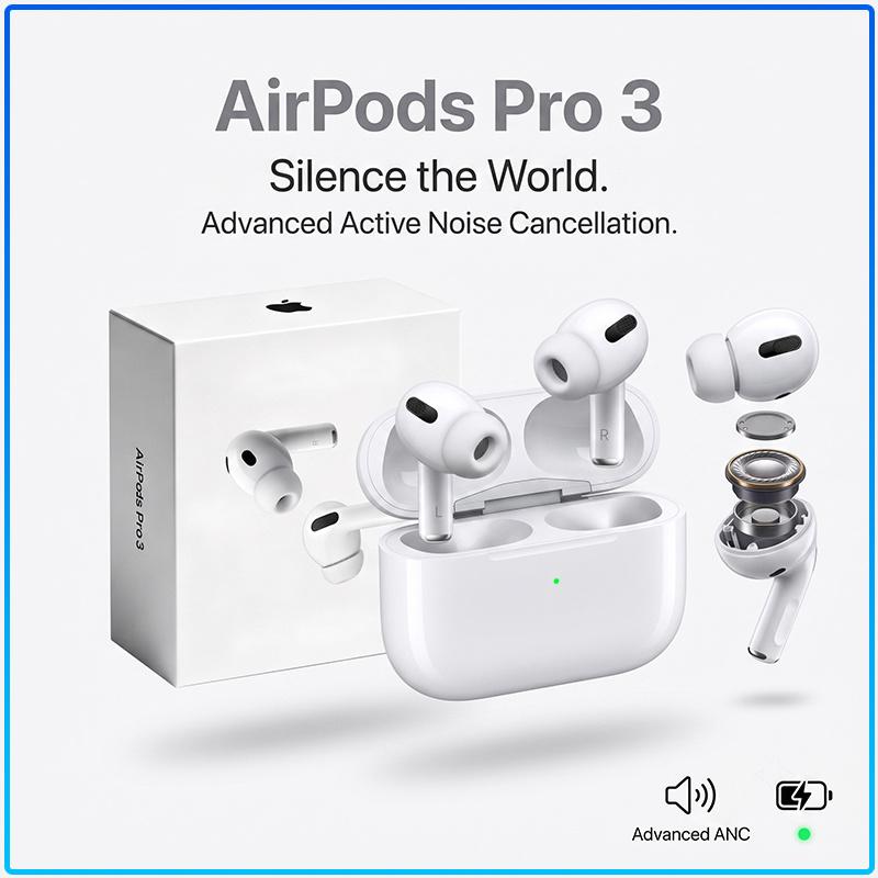 Ultimate Sound Experience AirPods Pro 3 Bluetooth Earbuds Built-in Noise Cancellation System IPX4 Daily Sweat Resistant Comfort Fit Wireless Earphones