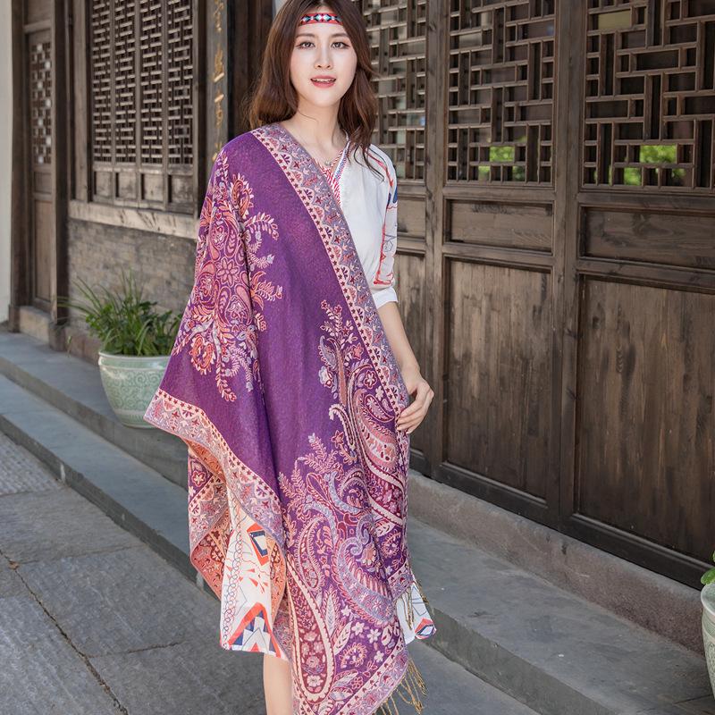 Bohemian Style Paisley Jacquard Scarf Women Soft Long Shawls And Wraps Ladies Cashew Print Ethnic Shawl Sunshade Travel Scarves