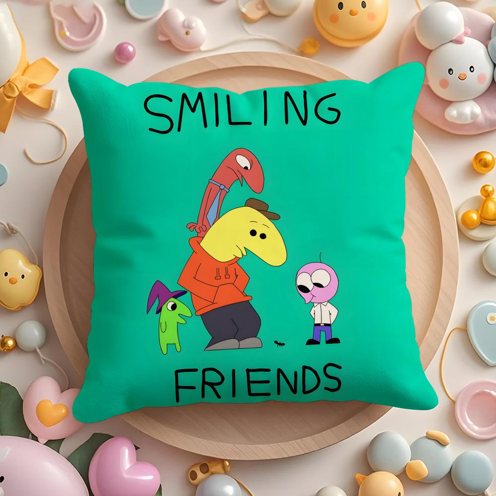 S-Smiling cartoon F-Friends Cushion Cover Home & Car Multi-Scene Pillow Cover - Reversible, Soft & Durable for Daily Use